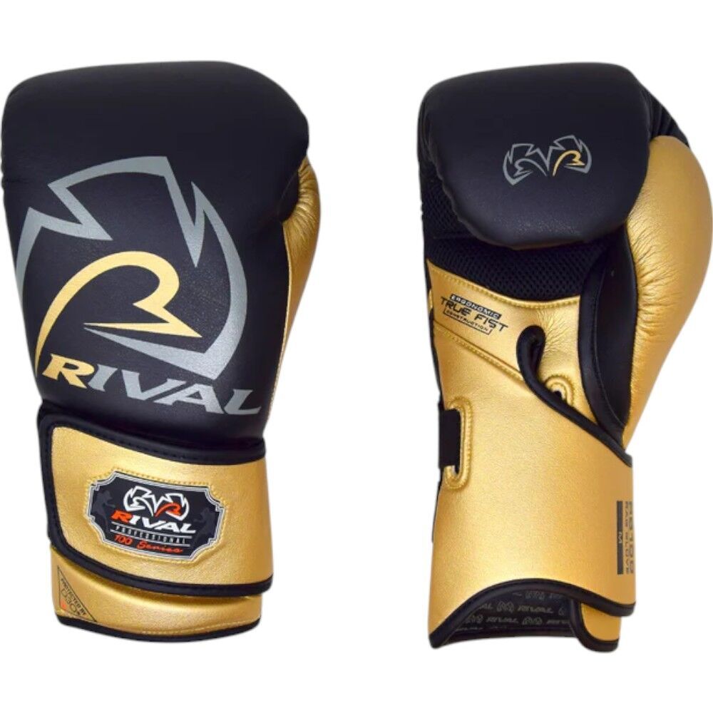 Rival RB100 Professional Black/Gold Bag Gloves at FightHQ