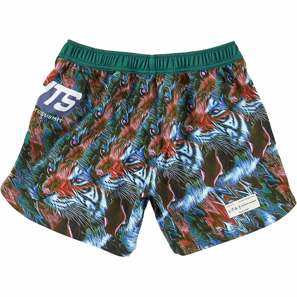 VHTS Trippy Tiger Series Green Combat Shorts at FightHQ
