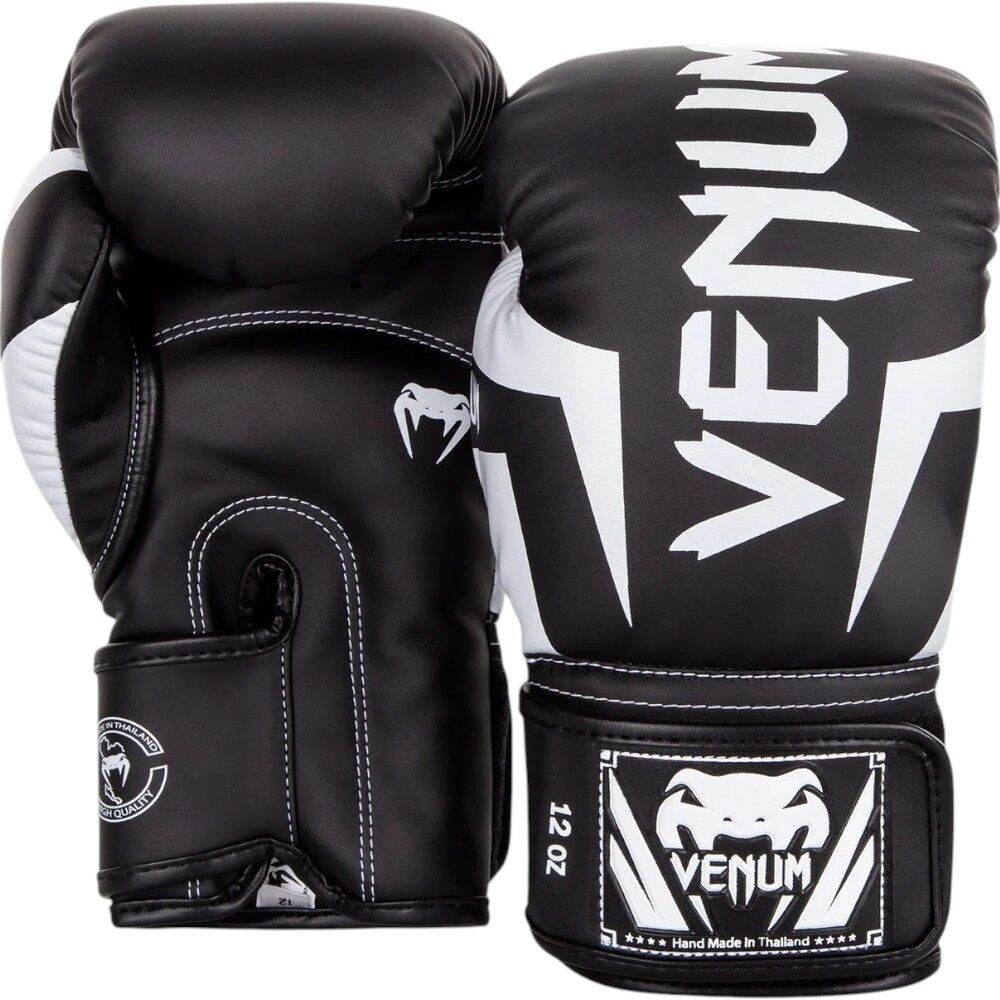 Venum Elite Black/White Boxing Gloves at FightHQ