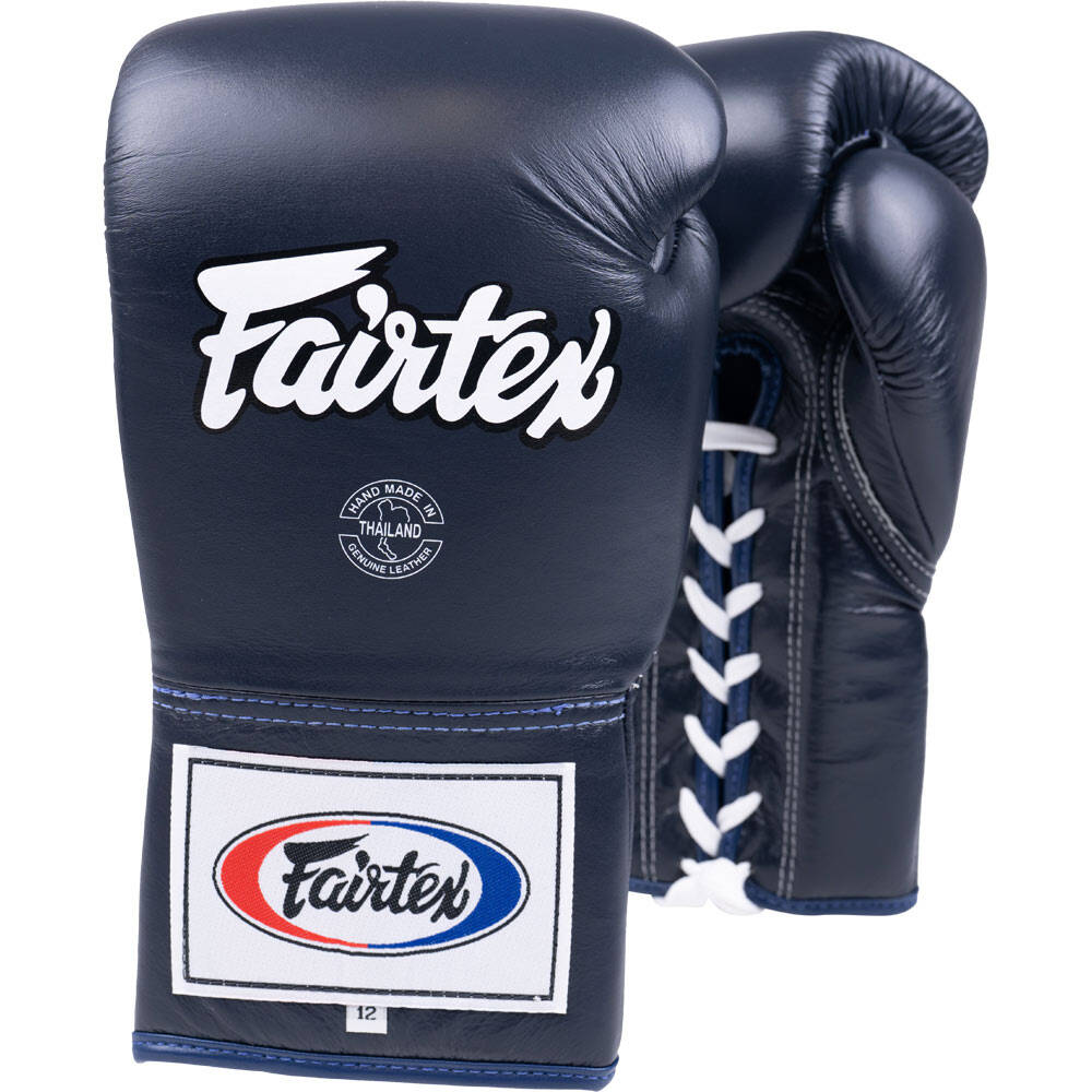 NEW Fairtex Professional Lace Up Navy Boxing Gloves - Picture 9 of 18