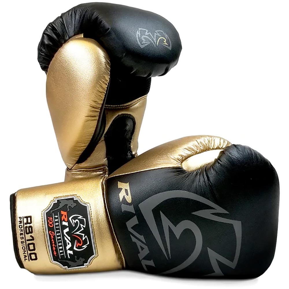 Rival RS100 Professional Black Gold/White Sparring Kit at FightHQ