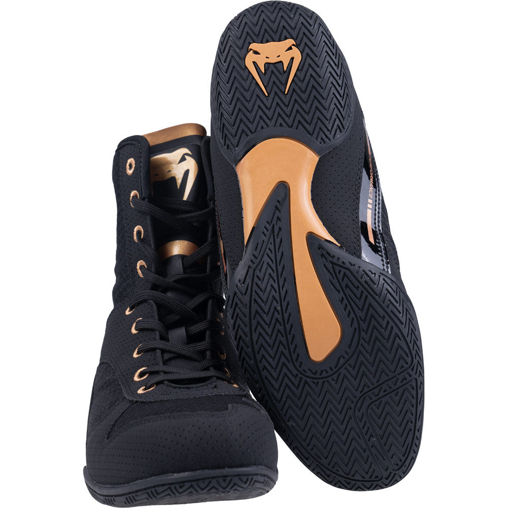 NEW Venum Elite Black/Bronze Boxing Shoes - Picture 9 of 30