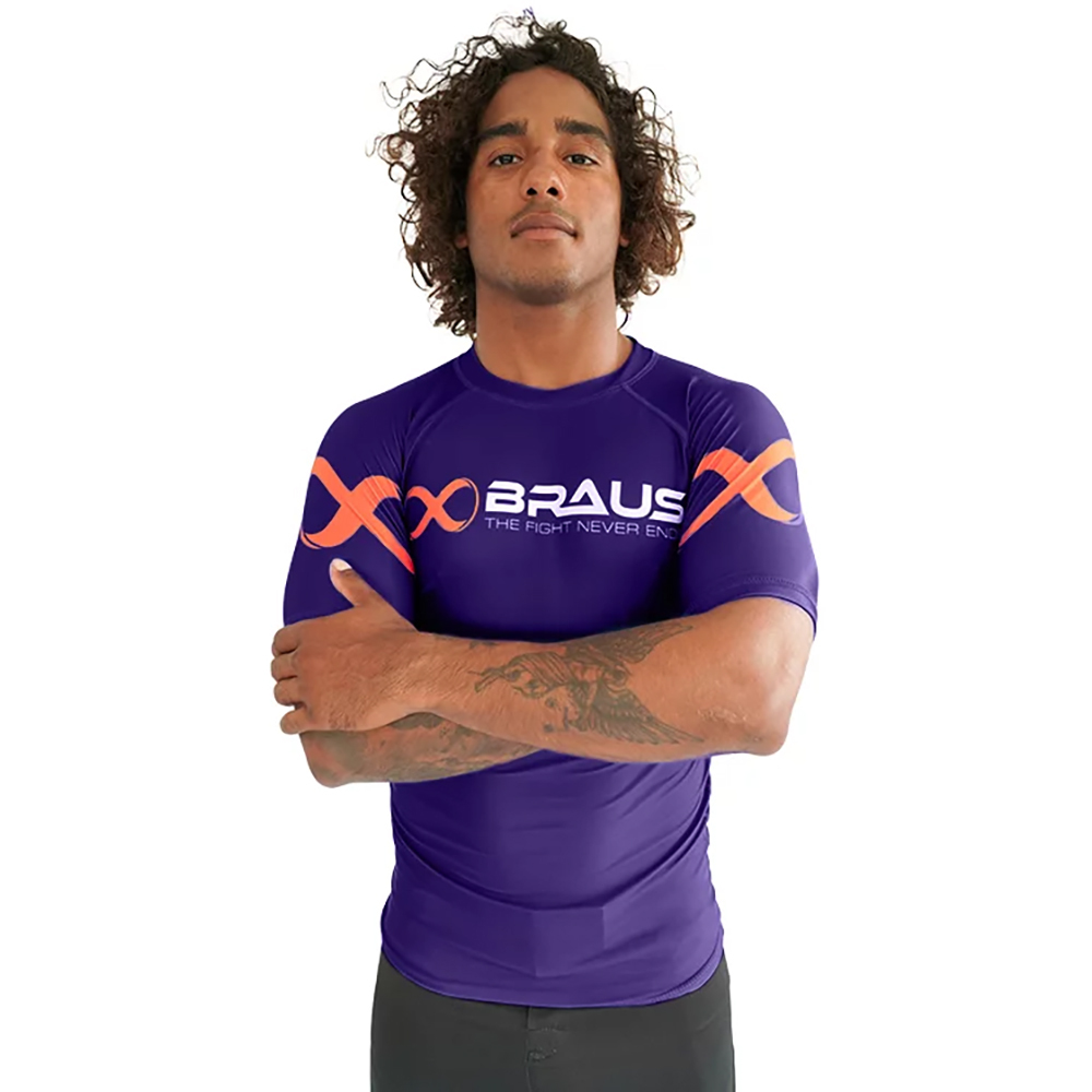 Braus Ranked Purple Short Sleeve Rash Guard - Picture 9 of 10