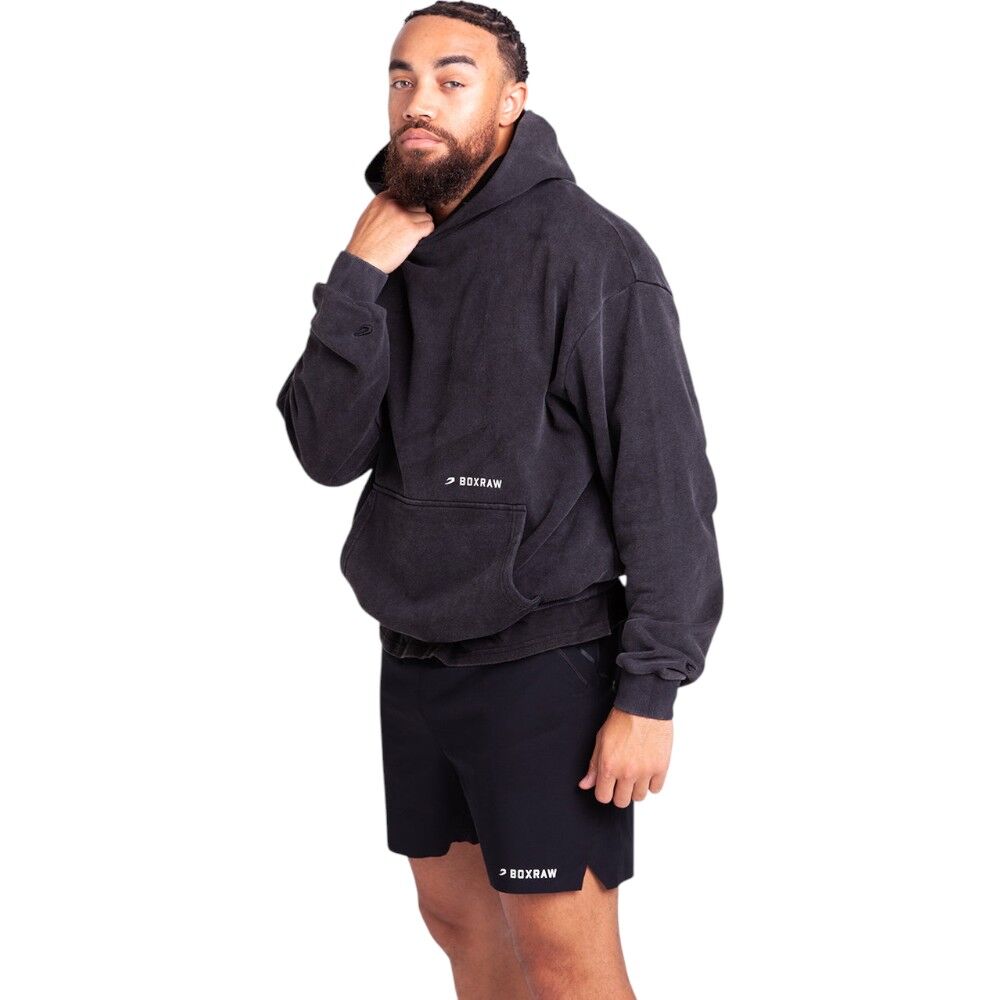 Boxraw Sparring Club Washed Black Oversized Hoodie at FightHQ