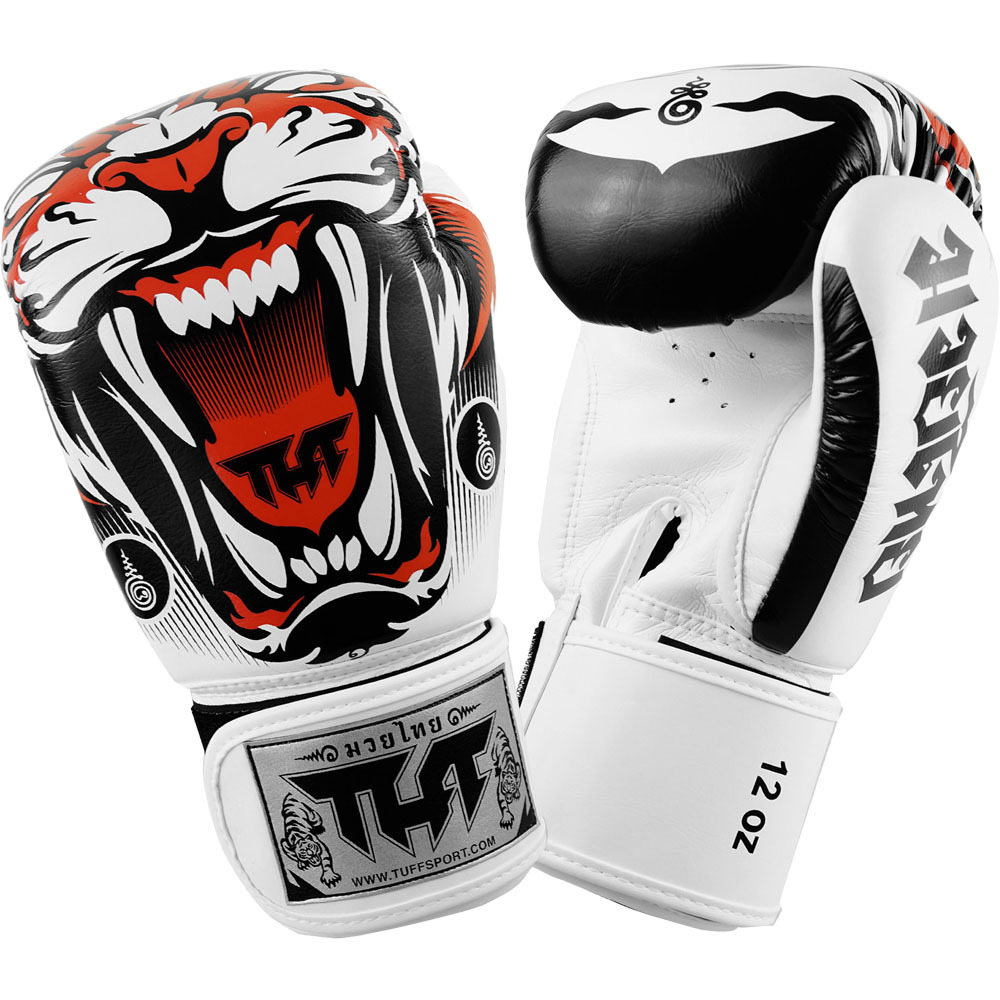 Tuff Tiger White Boxing Gloves at FightHQ
