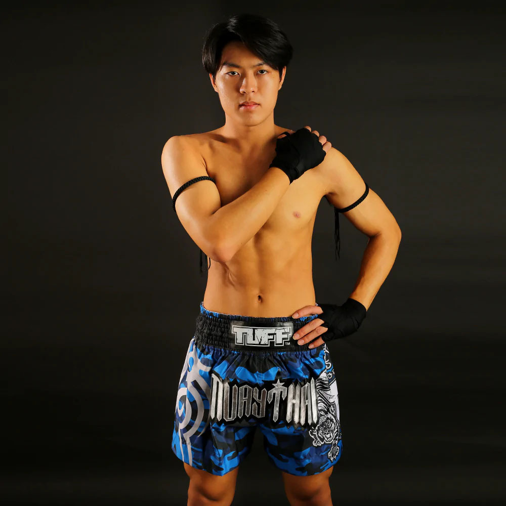 Tuff Blue Camouflage Thai Boxing Shorts at FightHQ