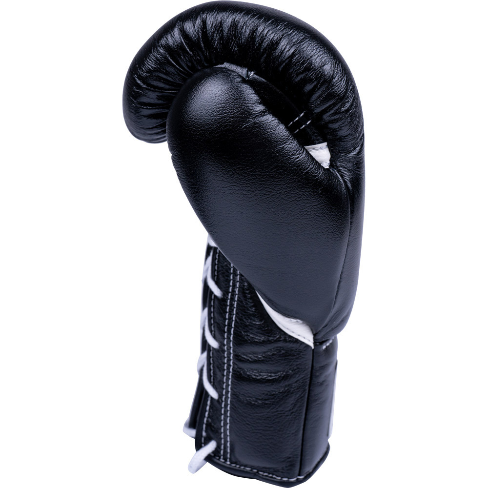 Winning 10 oz Lace Up Black Boxing Gloves at FightHQ
