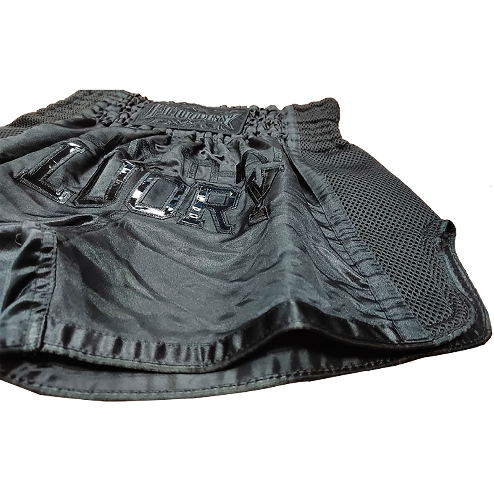 Fluory Crocodile Black Muay Thai Shorts at FightHQ