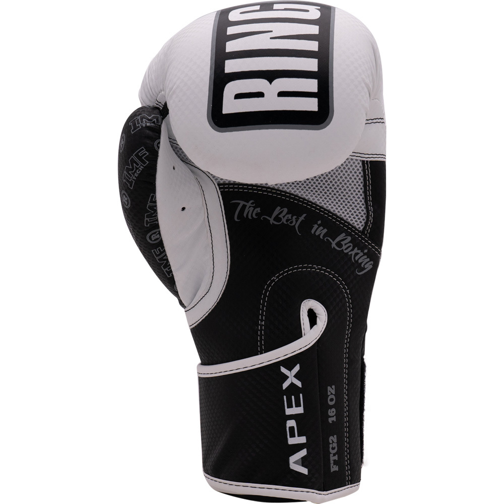Ringside Apex Flash Black White Sparring Gloves at FightHQ