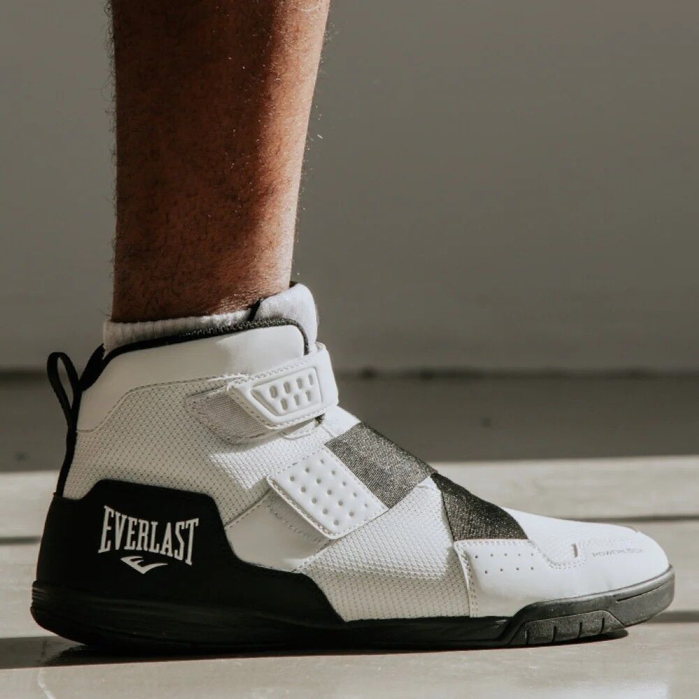 Everlast Powerlock X-Trainer White/Black Boxing Shoes at FightHQ