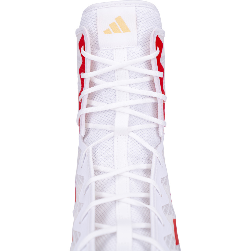 Adidas Box Hog 4 White/Red Boxing Shoes at FightHQ Adidas Box Hog 4 White/Red Boxing Shoes at FightHQ