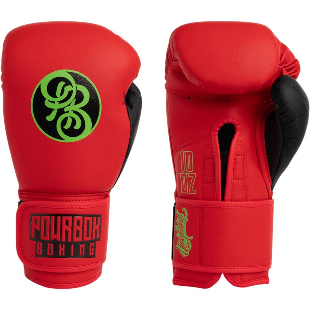 Powrbox Undefeated Inferno Matte Red/Green/Black Boxing Gloves at FightHQ