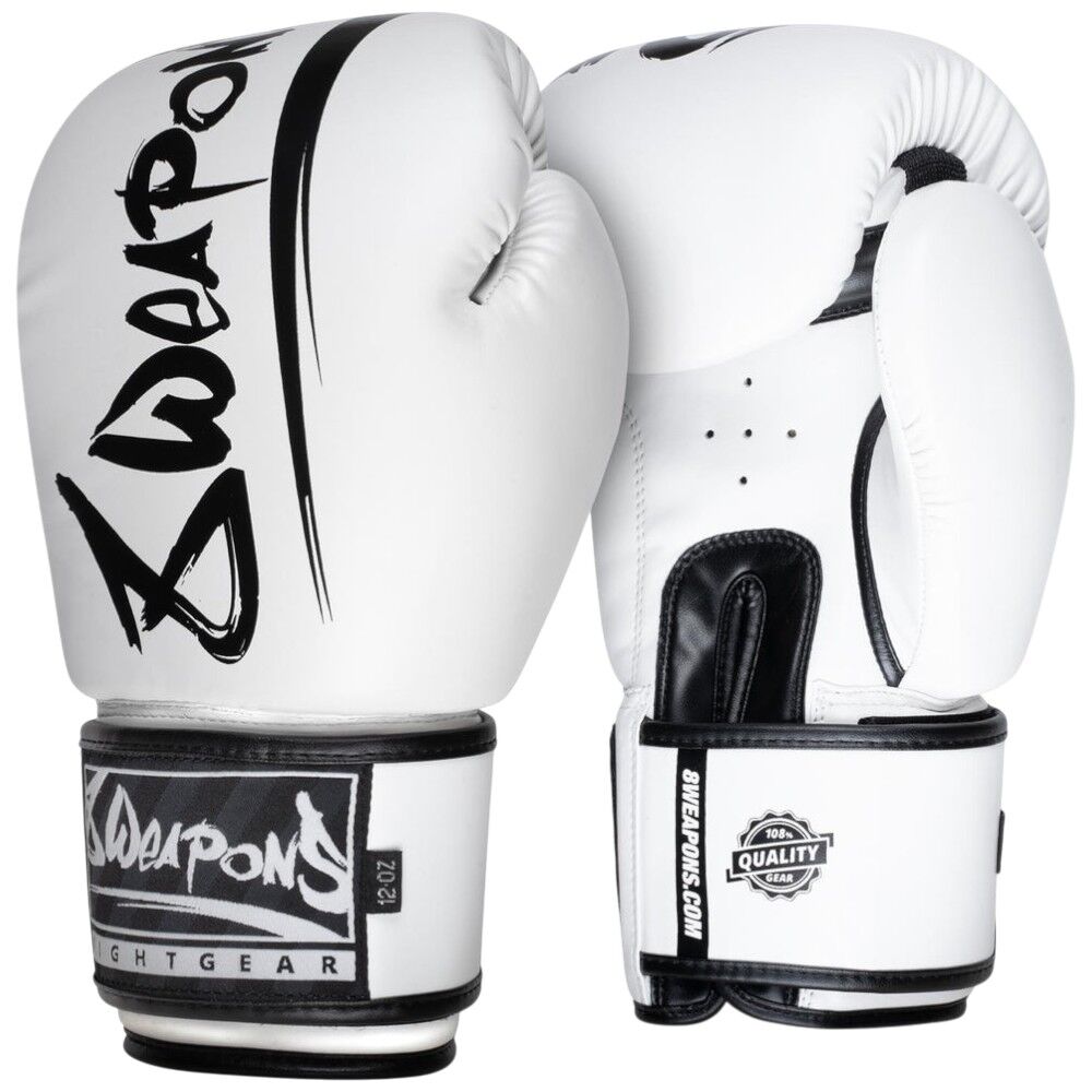 8 Weapons Unlimited 2.0 White/Black Boxing Gloves at FightHQ