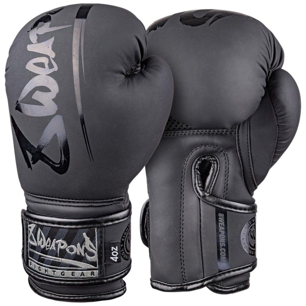 8 Weapons Unlimited 2.0 Black/Black Kids Boxing Gloves at FightHQ