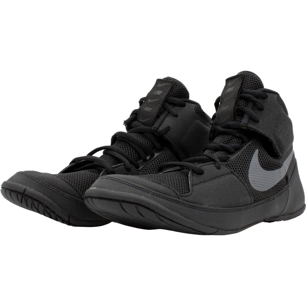 Nike Fury Black/Metallic Silver Wrestling Boots at FightHQ display picture 1
