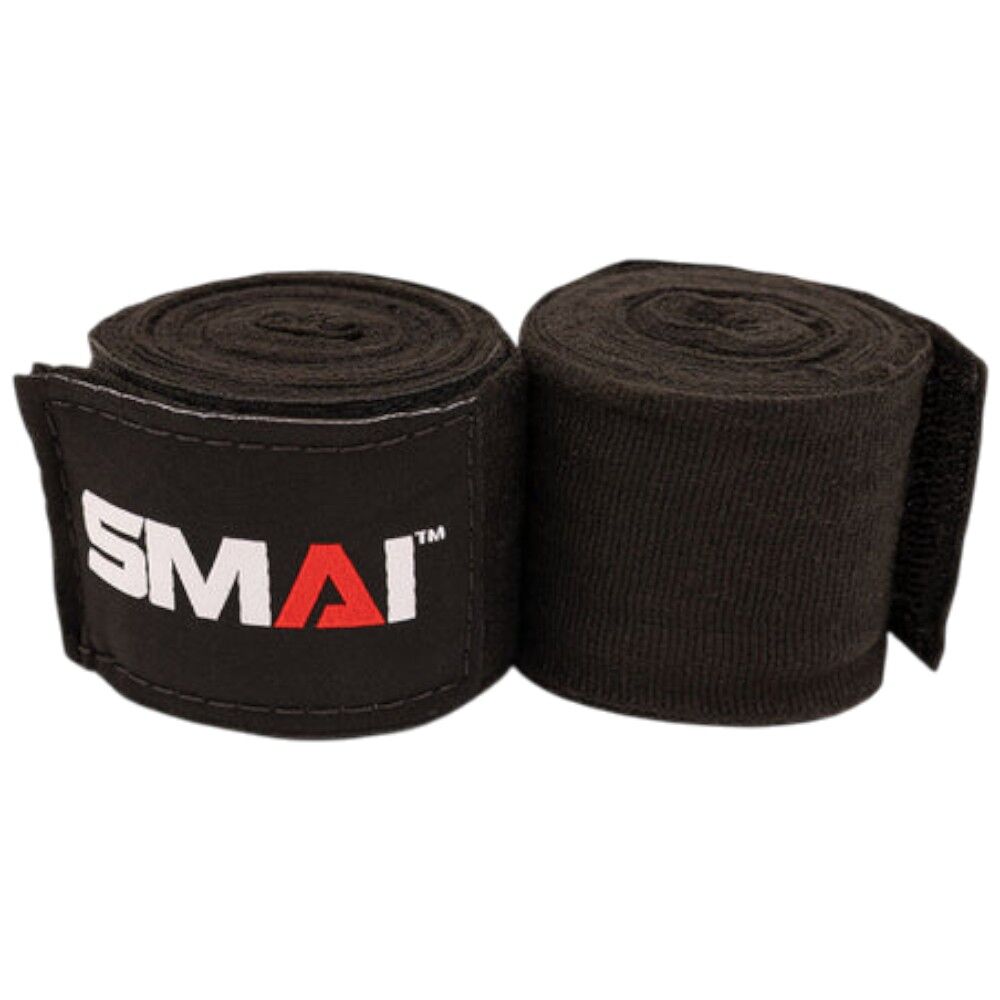 SMAI Black Hand Wraps 180 inch at FightHQ