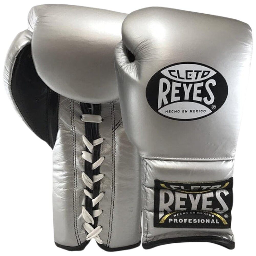 Cleto Reyes Silver Lace Up Training Boxing Gloves at FightHQ
