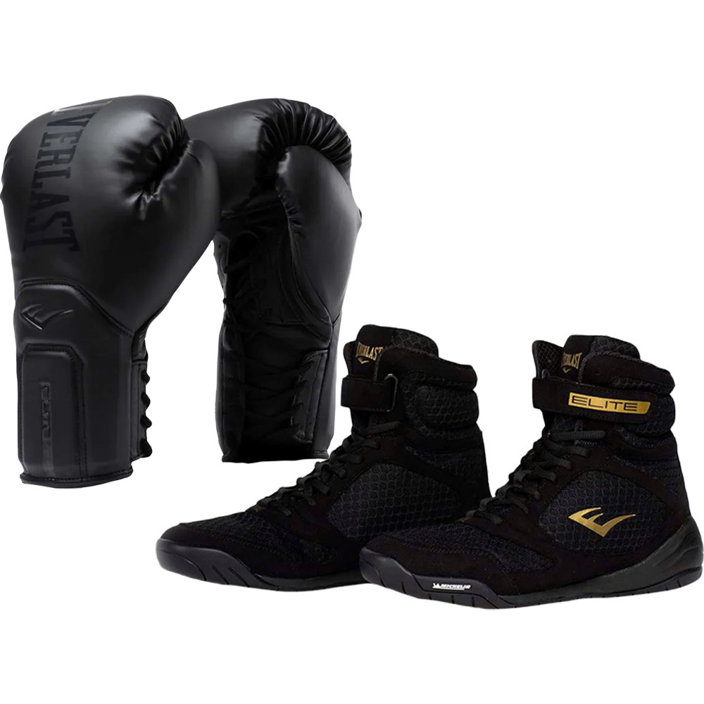Guanti Da Allenamento Everlast Elite 2 - Nero/Oro, Per Boxe E MMA
