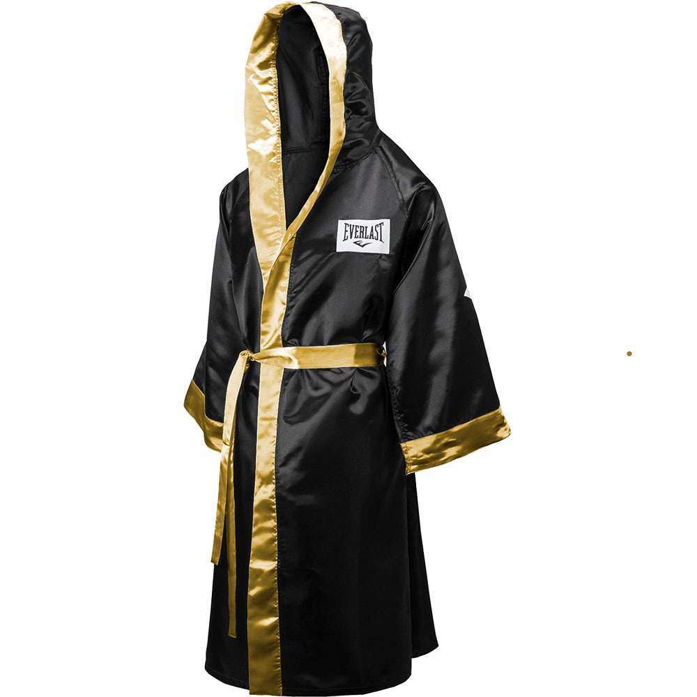 Everlast Hooded Black/Gold Full Length Robe at FightHQ