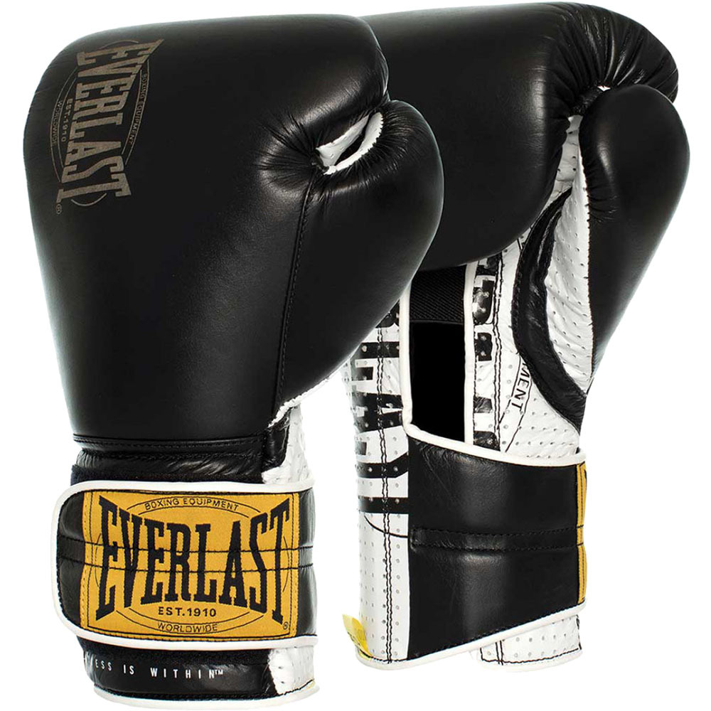 Everlast 1910 Classic Black Sparring Gloves at FightHQ
