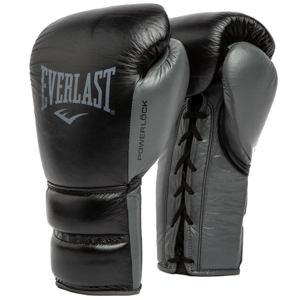 Everlast Pro Powerlock2 Black/Grey Fight Gloves at FightHQ