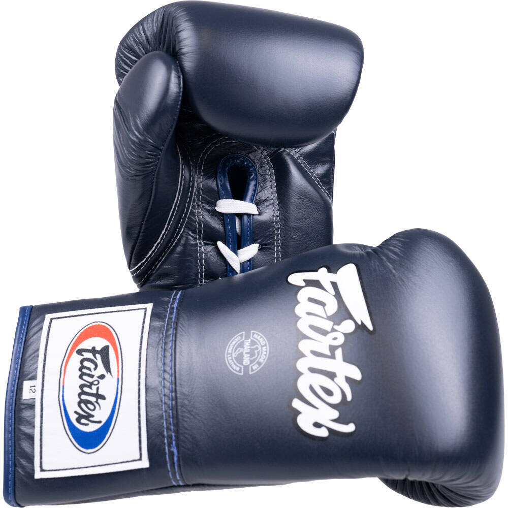 NEW Fairtex Professional Lace Up Navy Boxing Gloves - Picture 7 of 18