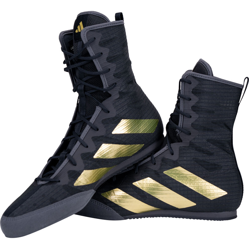 Adidas Box Hog 4 Black Gold Boxing Shoes at FightHQ