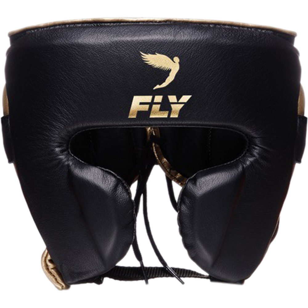Fly Boxing Knight Black/Matt Gold Headgear at FightHQ