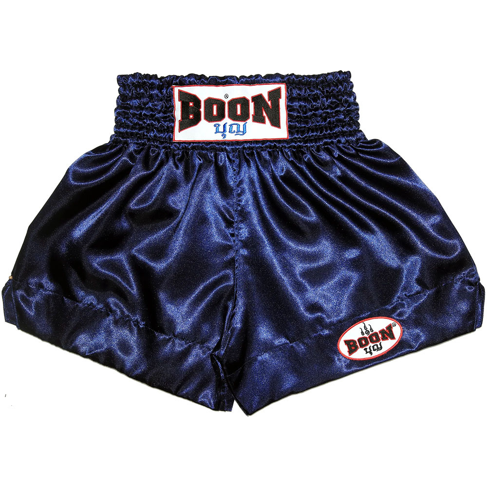 Boon Plain Navy Blue Muay Thai Shorts at FightHQ
