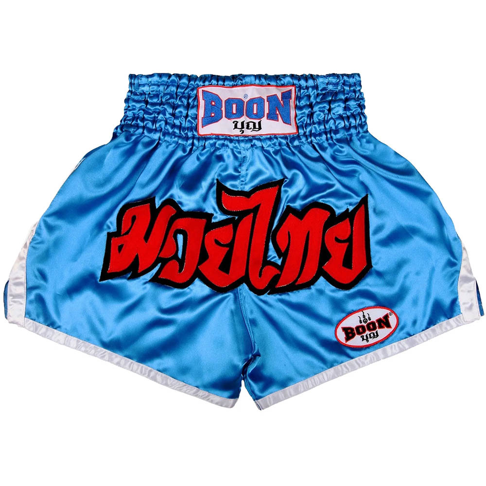 Boon Classic Trim Light Blue Muay Thai Shorts at FightHQ