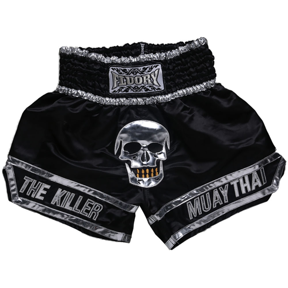 In Flames Skull Print Pattern Muay Thai Boxing Shorts main image 1