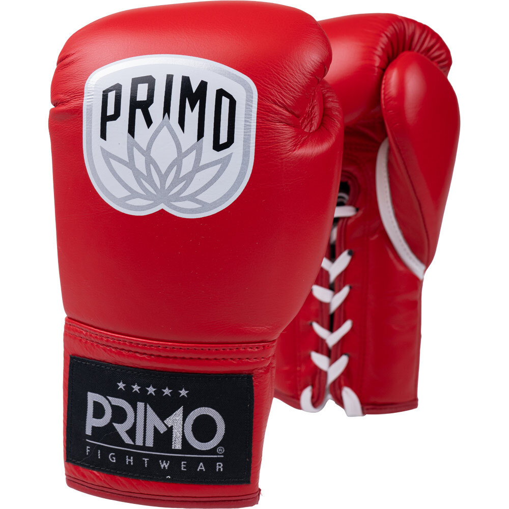 Primo Pro Red Lace Up Boxing Gloves at FightHQ