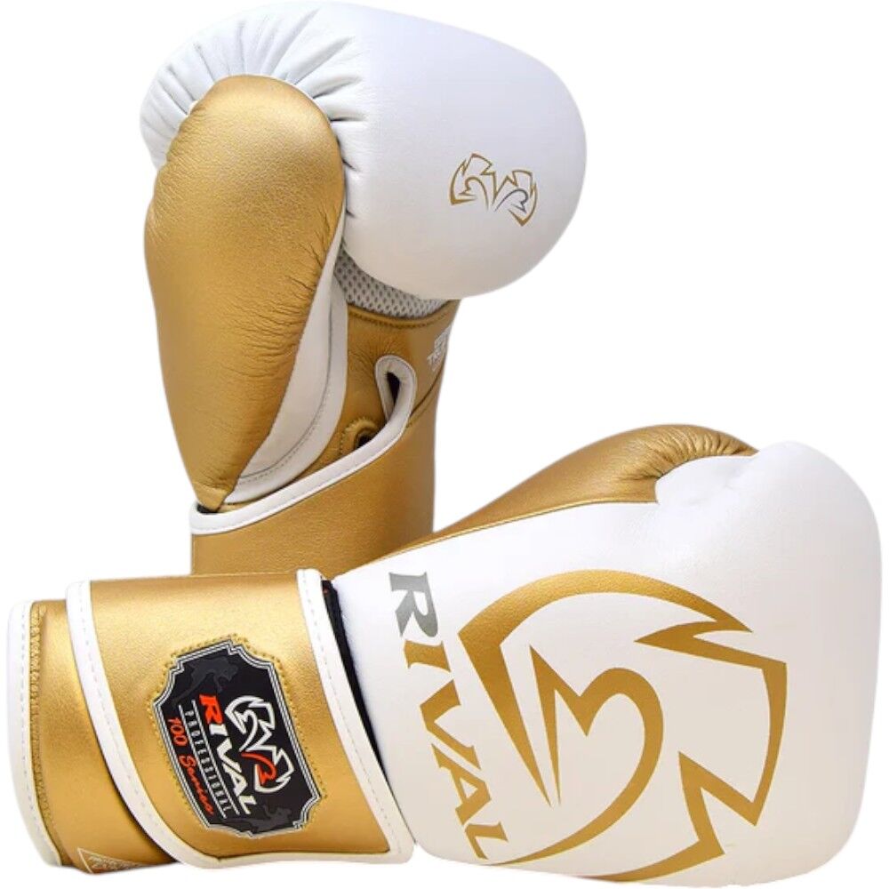 最終価格 RIVAL BAG GLOVE 白＆金 10oz Rival RB100 Professional White/Gold Bag Gloves at FightHQ