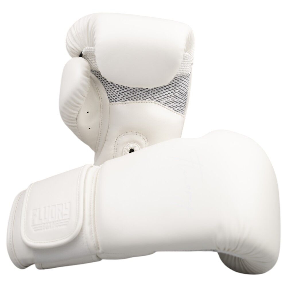 Fluory White Boxing Gloves at FightHQ