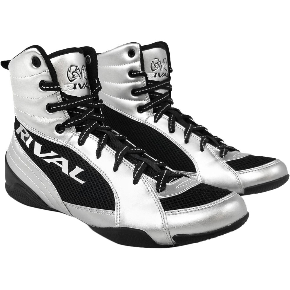 black and silver boxing boots