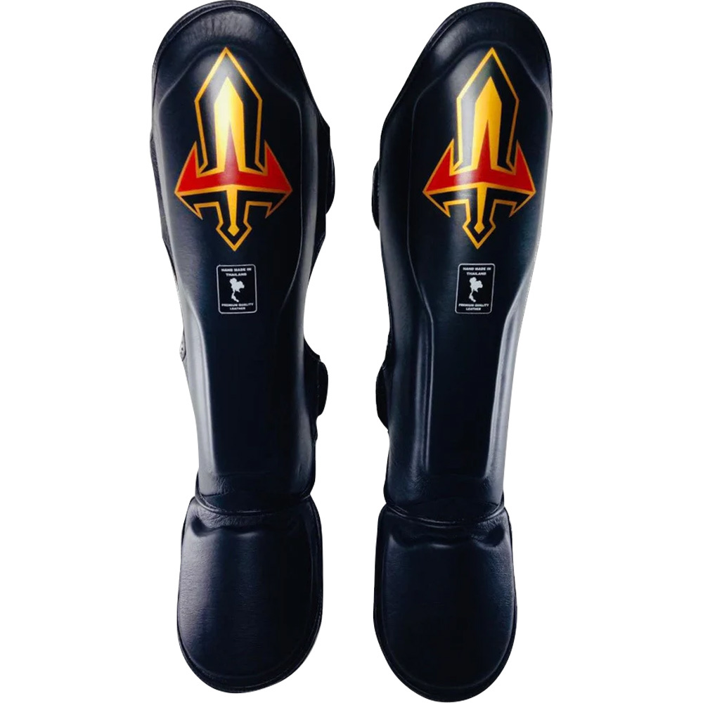 Arwut Fight Gear Black Leather Shin Guards at FightHQ