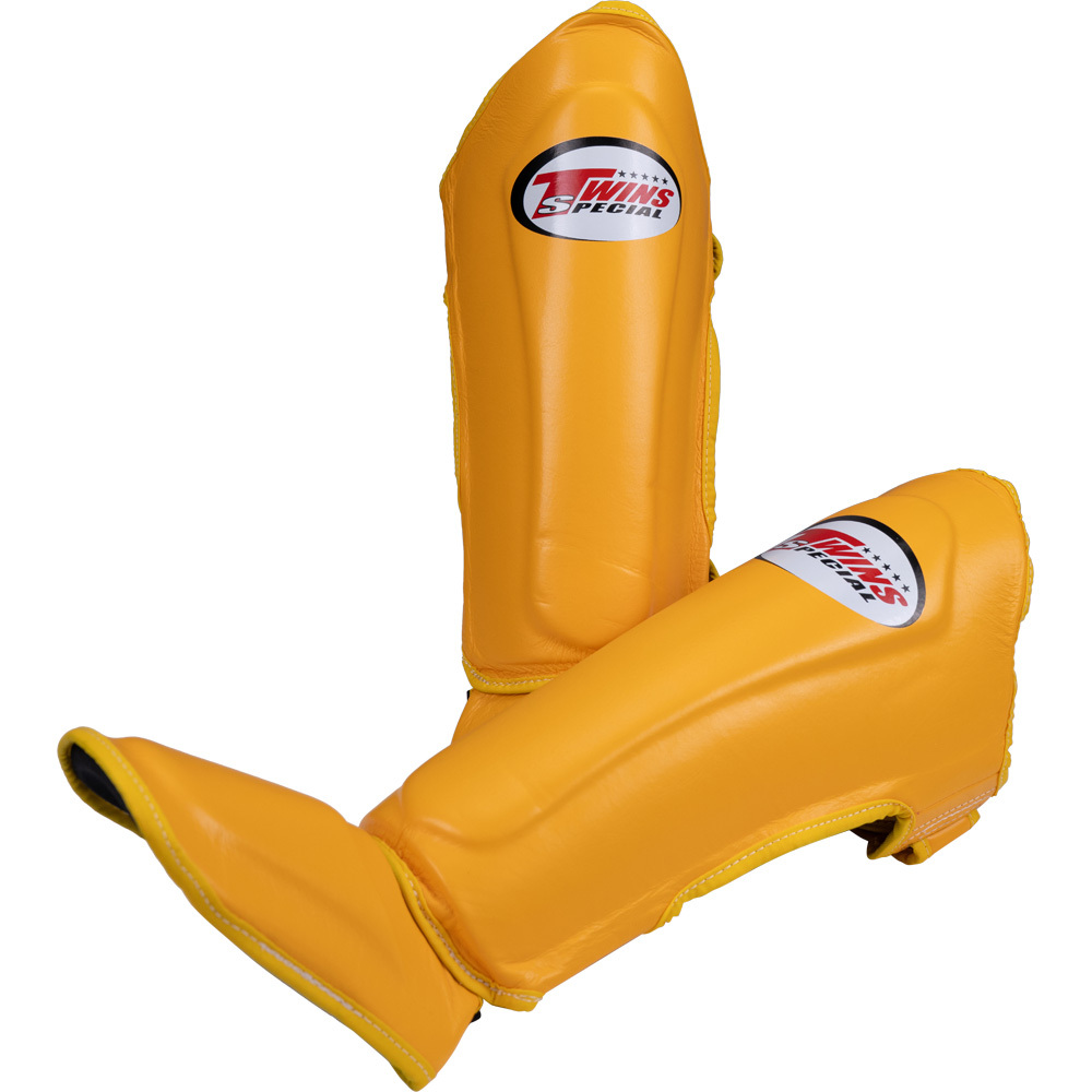 Twins SlimFit Yellow Shin Guards at FightHQ