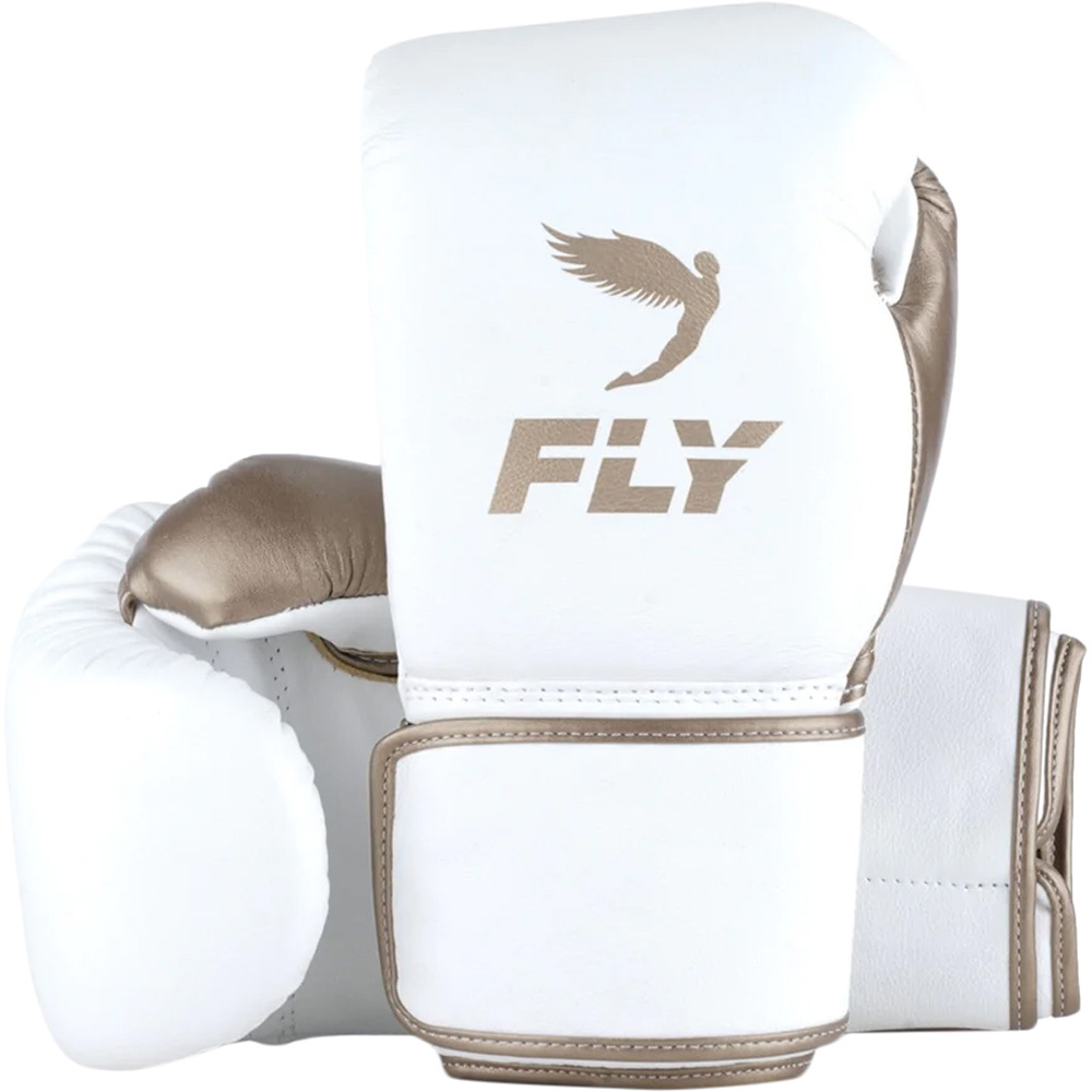 Fly Boxing White/Gold Superloop Boxing Gloves at FightHQ
