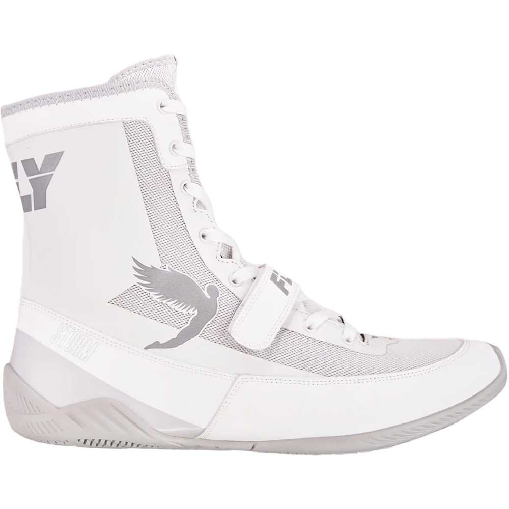 Fly Boxing Storm White Boxing Boots at FightHQ