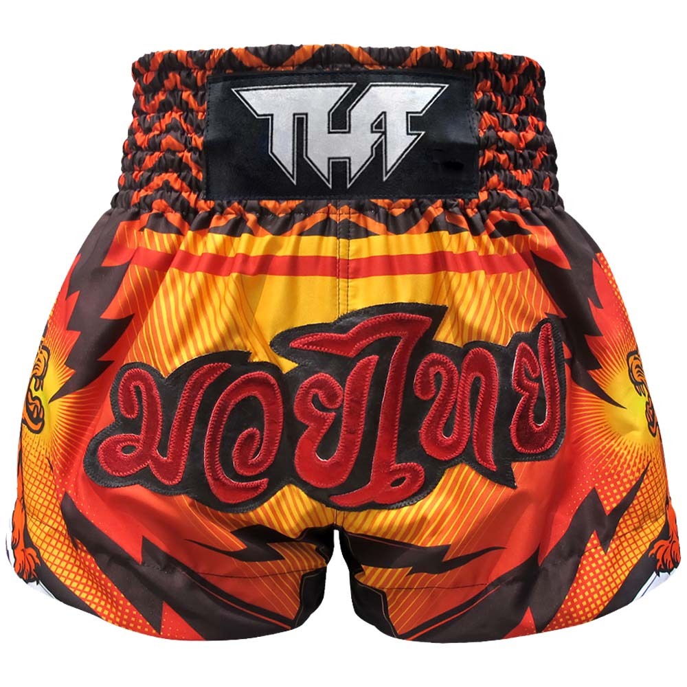 Tiger Stripe Black And Orange Print Muay Thai Boxing Shorts main image 1