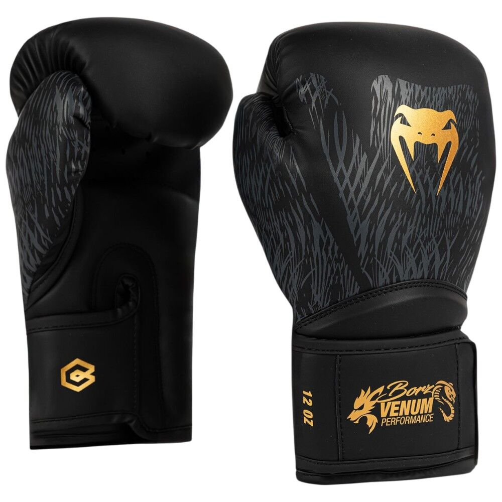 Venum x Chimaev Wild Borz Black/Grey/Gold Boxing Gloves at FightHQ