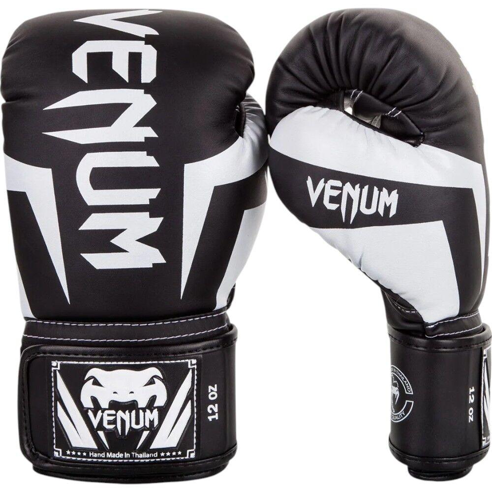 Venum Elite Black/White Boxing Gloves at FightHQ
