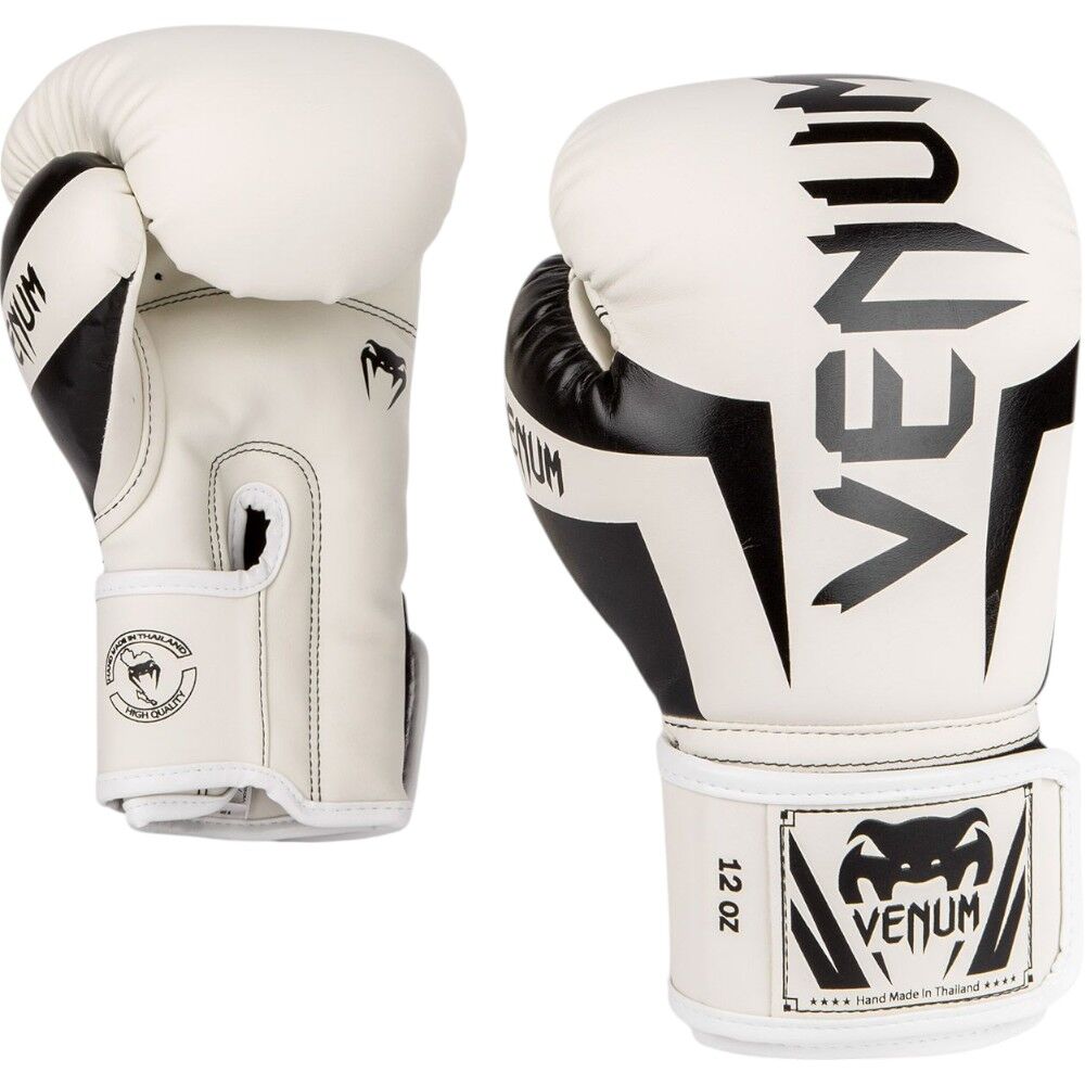 Venum Elite White/Black Boxing Gloves at FightHQ
