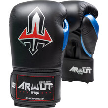 Arwut Fight Gear Black/Metallic Blue Velcro Leather Muay Thai Gloves