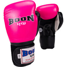 Boon Compact Pink Black Womens Velcro Muay Thai Gloves
