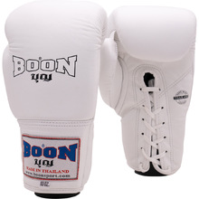 Boon White Lace Up Muay Thai Gloves